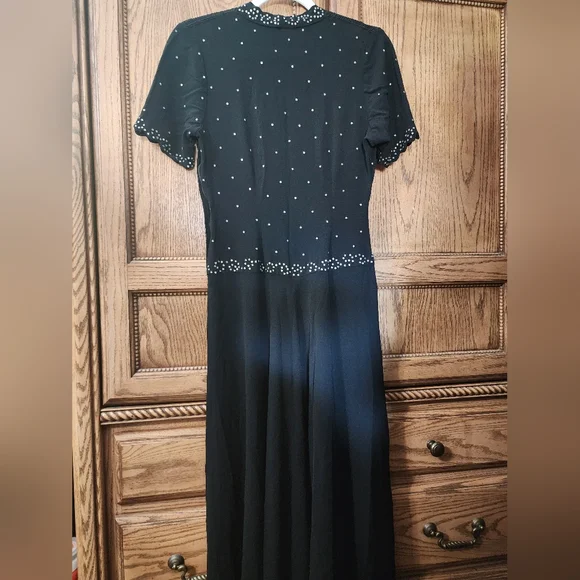 1930s -40s Vintage Rayon Crepe Gown - Picture 12 of 14